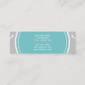 灰色白はパターン、ティール(緑がかった色)のモノグラムを固定します スキニー名刺 (裏面)