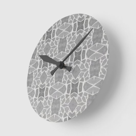 灰色白石タイルモザイク模様 ラウンド壁時計 (傾斜)