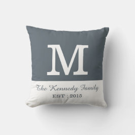 灰色白色ブロック可逆ファミリーモノグラム クッション