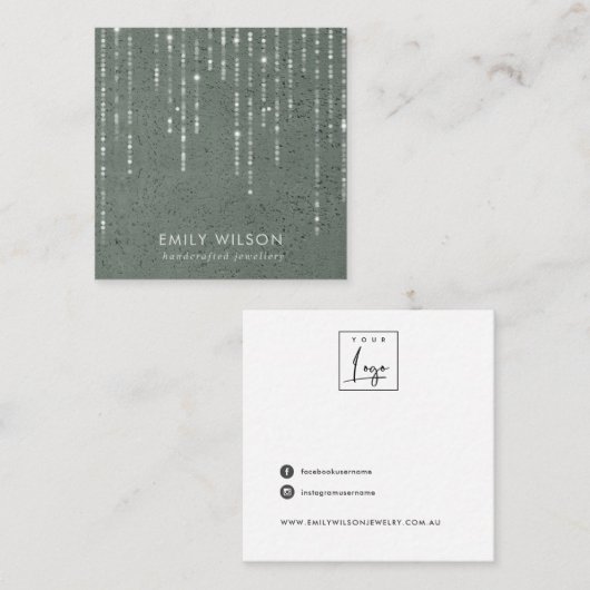 灰色石紐灯スタッドイヤリングディスプレイ スクエア名刺 (正面/裏面)