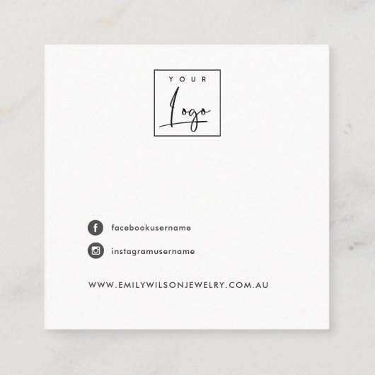 灰色石紐灯スタッドイヤリングディスプレイ スクエア名刺 (裏面)