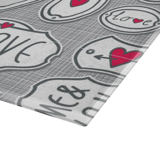 灰色私およびあなた愛パターン カッティングボード (角)