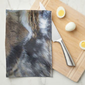 灰色素晴らしフクロウ目野生生物茶タオル キッチンタオル (四つ折り)