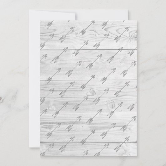 灰色素朴なシカの(雄ジカの)枝角及び白い木製のベビーシャワー 招待状 (裏面)