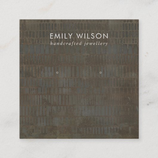 灰色素朴青銅線スタッドイヤリング表示カード スクエア名刺 (正面)