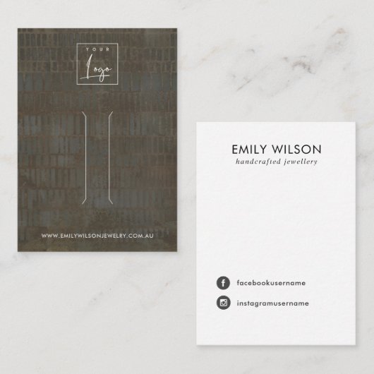 灰色素朴青銅線ヘアクリップ表示カード 名刺 (正面/裏面)