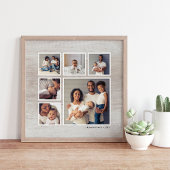 灰色素朴風化木材6正方形フォトコラージュ ポスター