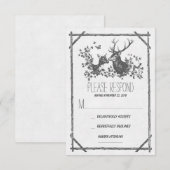灰色素朴鹿ウェディングRSVPカード 出欠カード (正面/裏面)