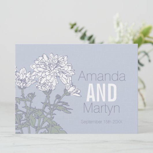 灰色結婚の上の菊の白い結婚花 招待状 (スタンド正面)