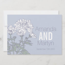 灰色結婚の上の菊の白い結婚花 招待状