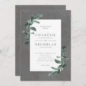 灰色結婚式招待状 招待状 (正面/裏面)