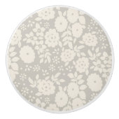 灰色絵を描花柄 セラミックノブ (正面)