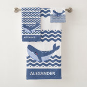 灰色航海の青の白い鯨波 バスタオルセット (インサイチュ)