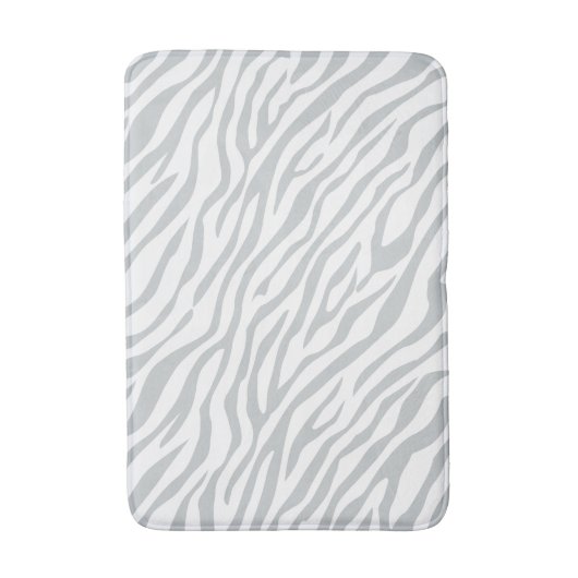 灰色色をカスタマイズ魔法のシマウマのストライプのかちりと言う音 バスマット (正面縦)