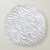 灰色色をカスタマイズ魔法のシマウマのストライプのかちりと言う音 ラウンドクッション (正面)