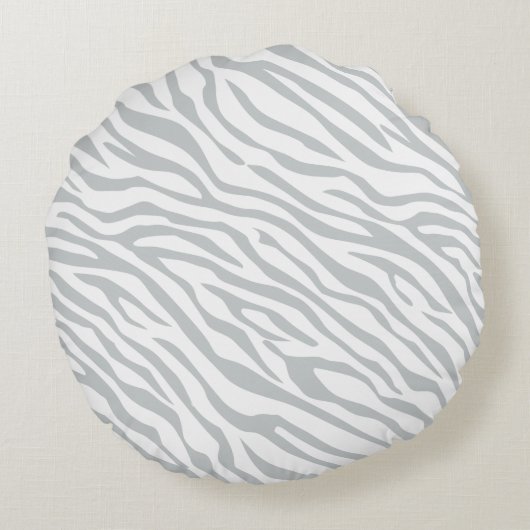 灰色色をカスタマイズ魔法のシマウマのストライプのかちりと言う音 ラウンドクッション (裏面)
