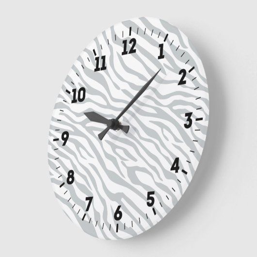 灰色色をカスタマイズ魔法のシマウマのストライプのかちりと言う音 ラージ壁時計 (傾斜)