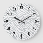 灰色色をカスタマイズ魔法のシマウマのストライプのかちりと言う音 ラージ壁時計 (正面)