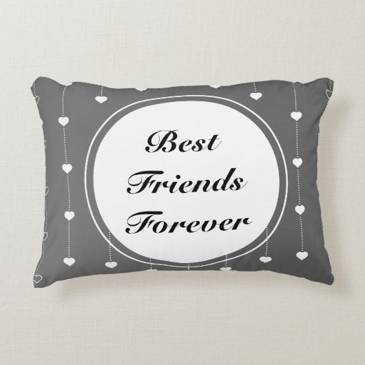 灰色親友永久に及び白いハート アクセントクッション (正面)