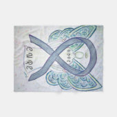 灰色認識度リボンエンジェル脳がん毛布 フリースブランケット (正面(横))