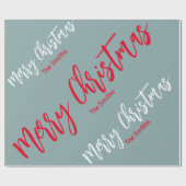 灰色赤と白のパーソナライズされた聖降誕祭 ラッピングペーパー (フラット)