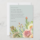 灰色赤面砂漠多肉性のサボテン結婚葉 招待状 (正面)