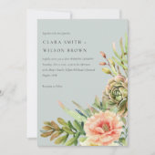 灰色赤面砂漠多肉性のサボテン結婚葉 招待状 (正面)