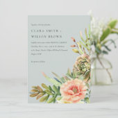 灰色赤面砂漠多肉性のサボテン結婚葉 招待状 (スタンド正面)