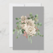 灰色金ゴールドバラユーカリ白色結婚式招待状 招待状 (裏面)