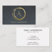 灰色金ゴールドブラシストローク染色丸ロゴモノグラム 名刺 (正面/裏面)