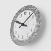 灰色銀エレガント色の白い大理石模様の洗練された ラウンド壁時計 (傾斜)