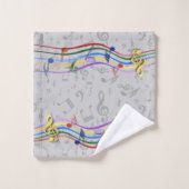 灰色音楽の虹のノートはパターンに注意します バスタオルセット (ウォッシュタオル)