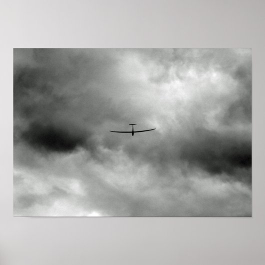 灰色飛んでいる空の滑空機 ポスター (正面)