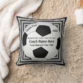 、灰色黒い、サッカーのコーチのための白のクールなギフト クッション (ブランケット)