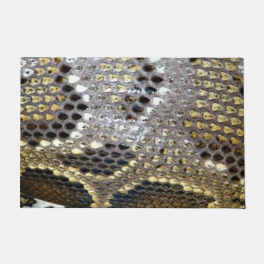 灰色黒ベージュ動物型ヘビプリント ドアマット (正面)