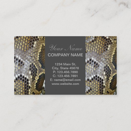 灰色黒ベージュ動物型ヘビプリント 名刺 (裏面)