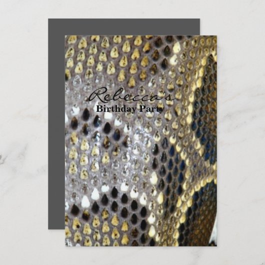 灰色黒ベージュ動物型ヘビプリント 招待状 (正面/裏面)