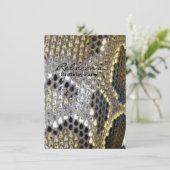 灰色黒ベージュ動物型ヘビプリント 招待状 (スタンド正面)