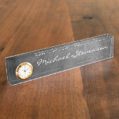 灰色黒板パターン事業名札 デスクネームプレート (側面)