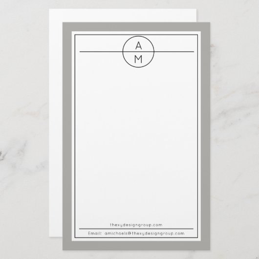 灰色|の白人のユニセックスな最小主義のモダンなプロフェッショナル 便箋 (正面/裏面)