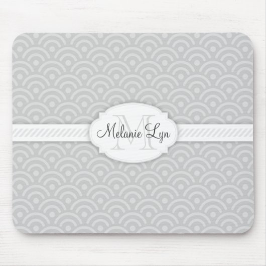 (灰色)カスタムなモノグラムおよび名前 マウスパッド (正面)
