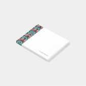 灰色、ティール(緑がかった色)およびシェブロン珊瑚の手描きのパターン ポストイット (アングル)