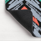 灰色、ティール(緑がかった色)およびシェブロン珊瑚の手描きのパターン マウスパッド (コーナー)