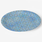 灰色、トープ、青、緑のスクロールしたダイヤモンドパターン ペーパープレート (アングル)