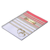 灰色、ピンク、茶色、格子模様 ノートブック (左側)