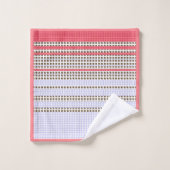 灰色、ピンク、茶色、格子模様 バスタオルセット (ウォッシュタオル)