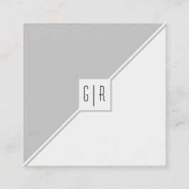 灰色、白い三角形とモノグラムモダン スクエア名刺