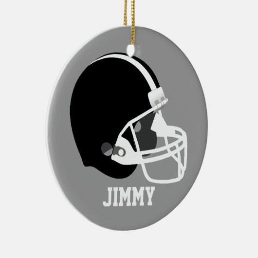 灰色、白く、及び黒いフットボール用ヘルメットのオーナメント セラミックオーナメント (右)