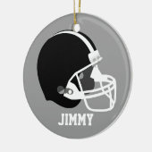 灰色、白く、及び黒いフットボール用ヘルメットのオーナメント セラミックオーナメント (左)