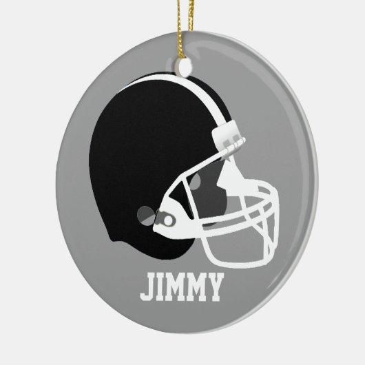 灰色、白く、及び黒いフットボール用ヘルメットのオーナメント セラミックオーナメント (左)
